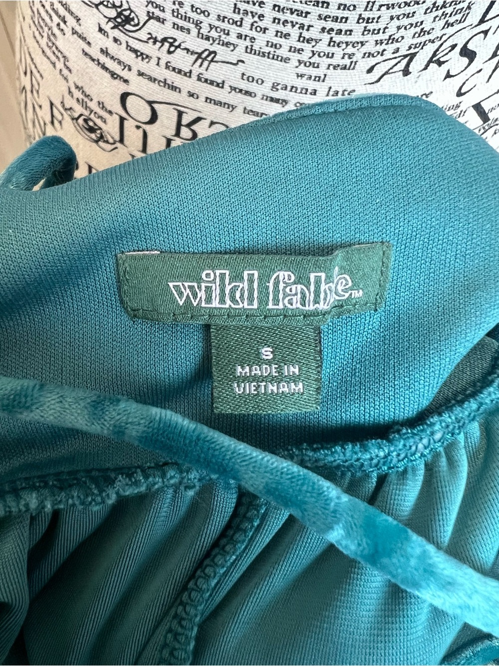Teal Crushed Velvet Skater Dress Fairycore Whimsigoth Small Wedding guest dress - Picture 7 of 8